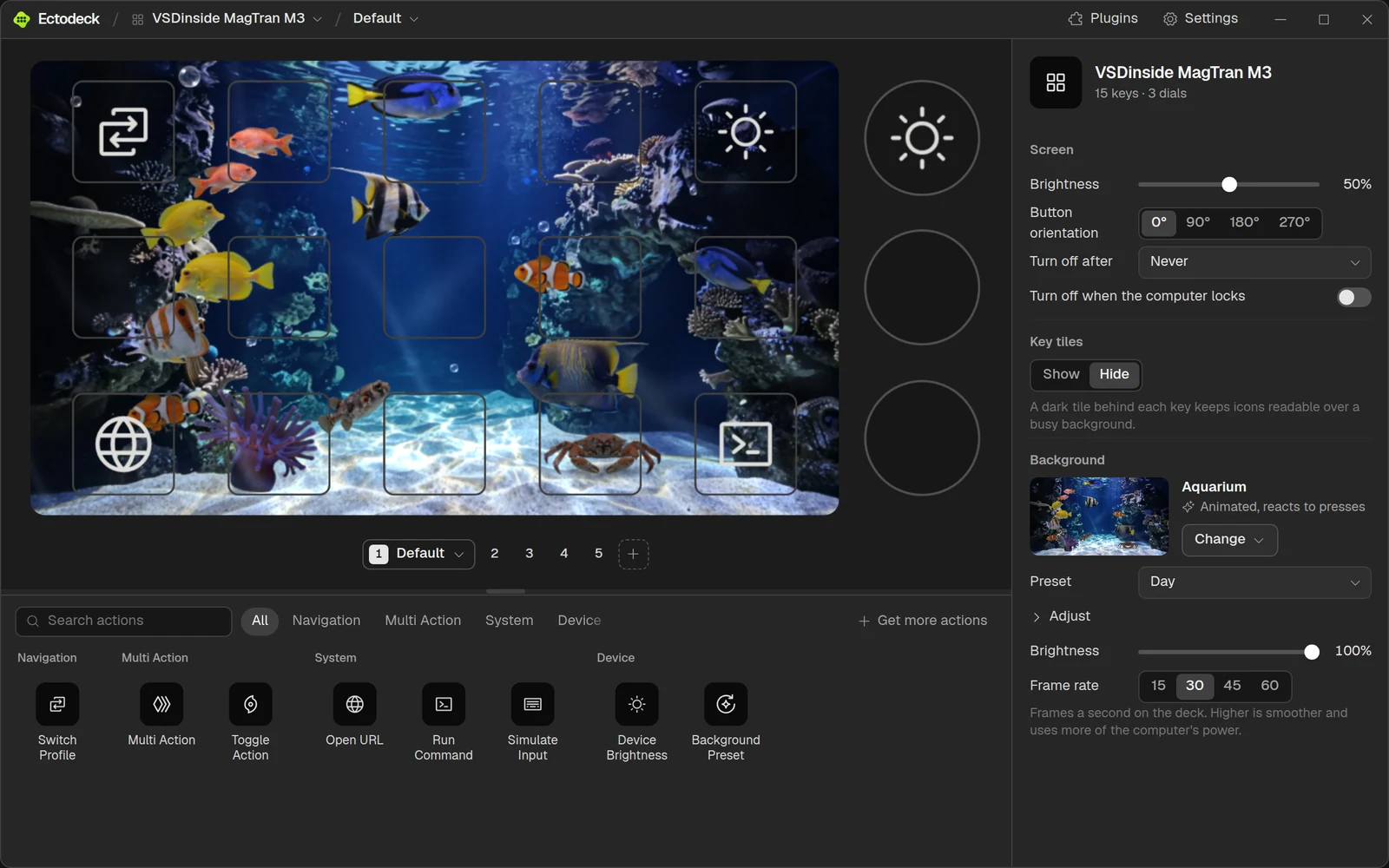 Ectodeck’s first version, for the MagTran M3 keypad, with the Aquarium background swimming across its keys